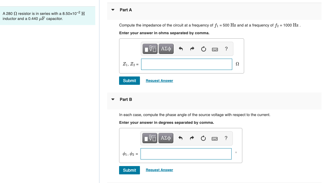 Solved Part A A 280 2 resistor is in series with a | Chegg.com