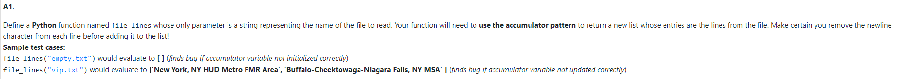 Solved A1. Define a Python function named file_lines whose | Chegg.com