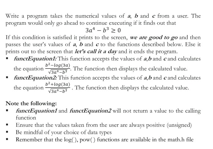 Solved Write a program takes the numerical values of a, b | Chegg.com
