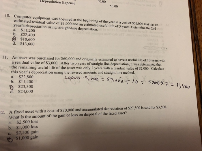 Solved Depreciation Expense 50.00 50.00 10. Computer