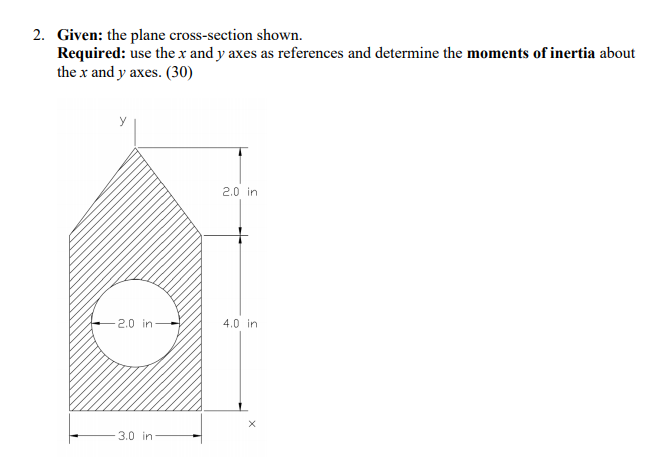 Solved 2. Given: the plane cross-section shown. Required: | Chegg.com