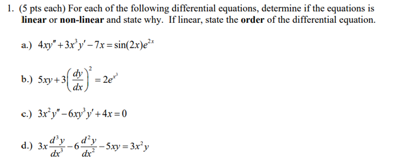 Solved 1. (5 pts each) For each of the following | Chegg.com