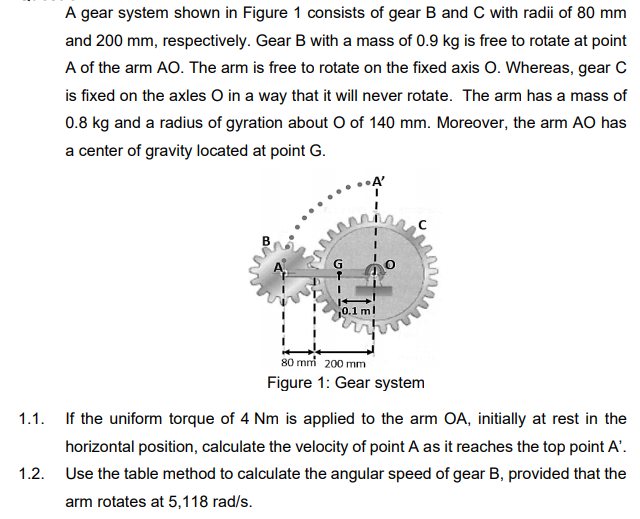 Solved A Gear System Shown In Figure 1 Consists Of Gear B | Chegg.com