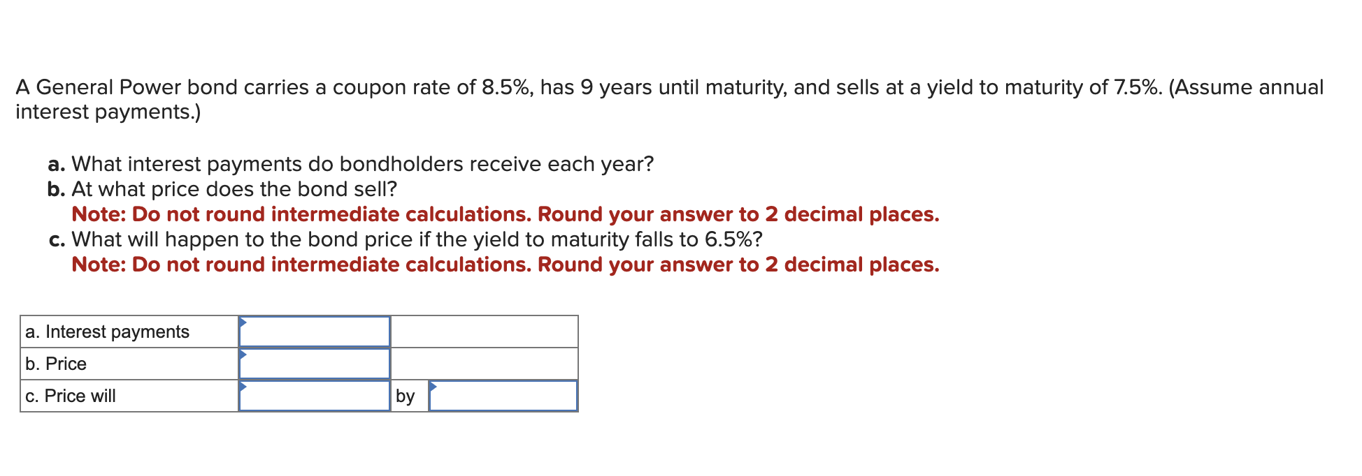 Solved A General Power bond carries a coupon rate of 8.5%, | Chegg.com