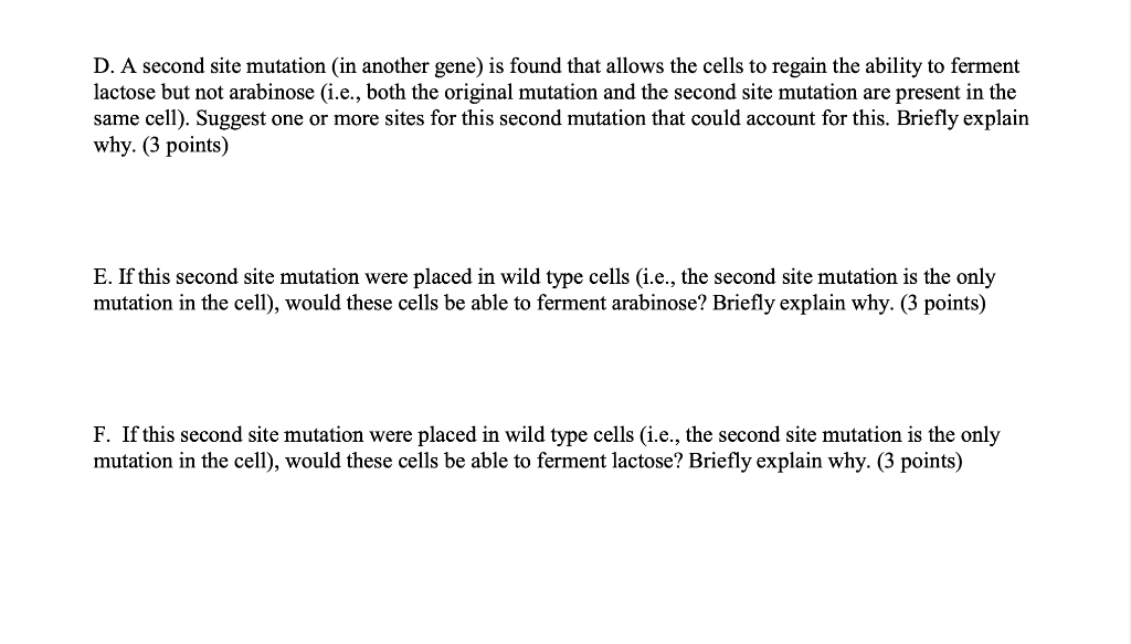 Solved 1. (18 points) A. A mutation in E. coli is found that | Chegg.com
