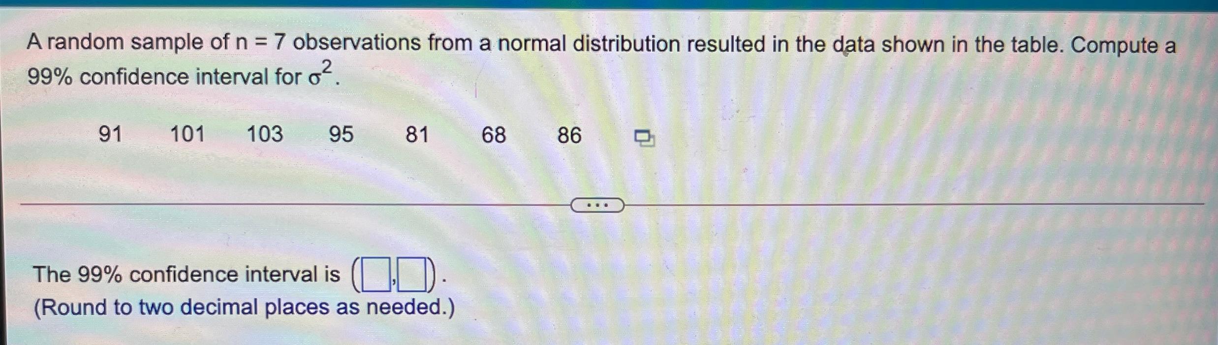 Solved A random sample of n = 7 observations from a normal | Chegg.com