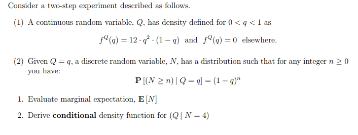 Solved Consider a two-step experiment described as follows. | Chegg.com