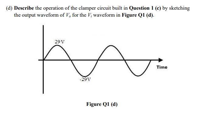 Solved (d) Describe the operation of the clamper circuit | Chegg.com
