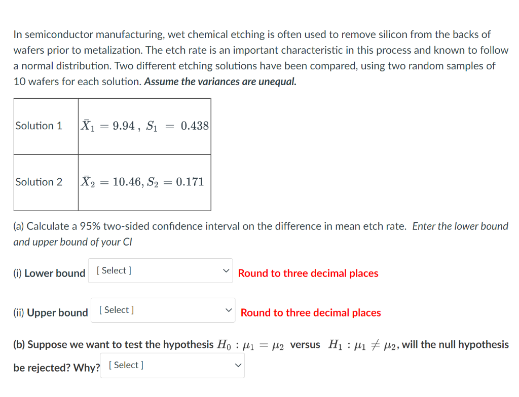 Solved In Semiconductor Manufacturing, Wet Chemical Etching | Chegg.com