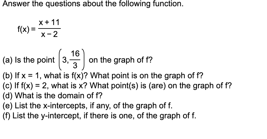 Solved Answer the questions about the following function. x | Chegg.com