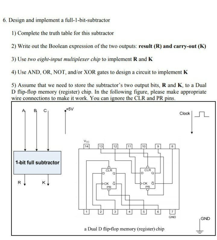 Solved 6. Design And Implement A Full-1-bit-subtractor ) | Chegg.com