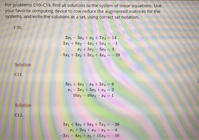 Solved For problems C10-C19, find all solutions to the | Chegg.com