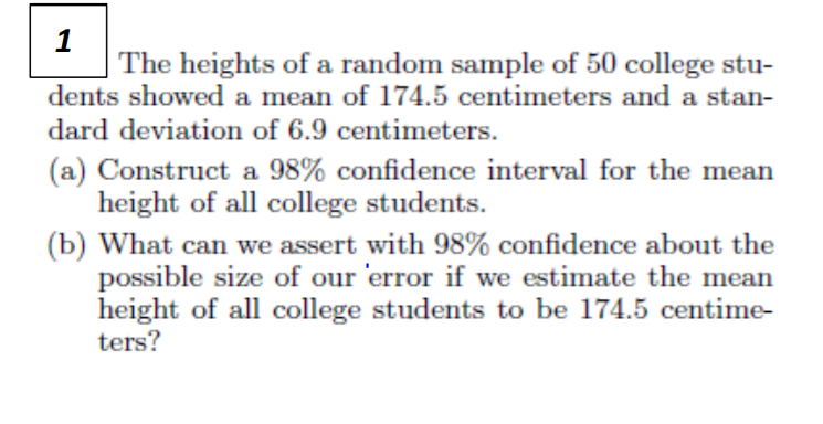 Solved The Heights Of A Random Sample Of 50 College Stu- | Chegg.com