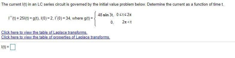 Solved The Current Iſt) In An Lc Series Circuit Is Governed 