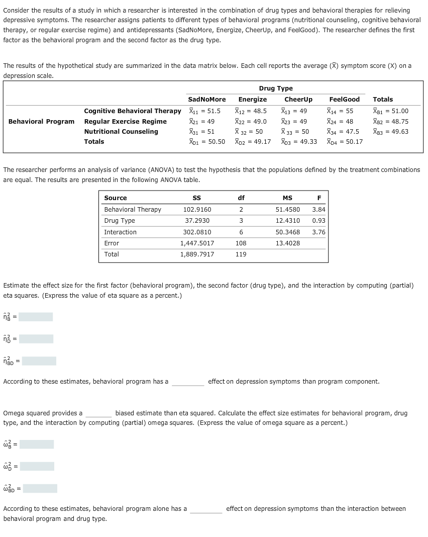 Solved Consider The Results Of A Study In Which A Researcher | Chegg.com