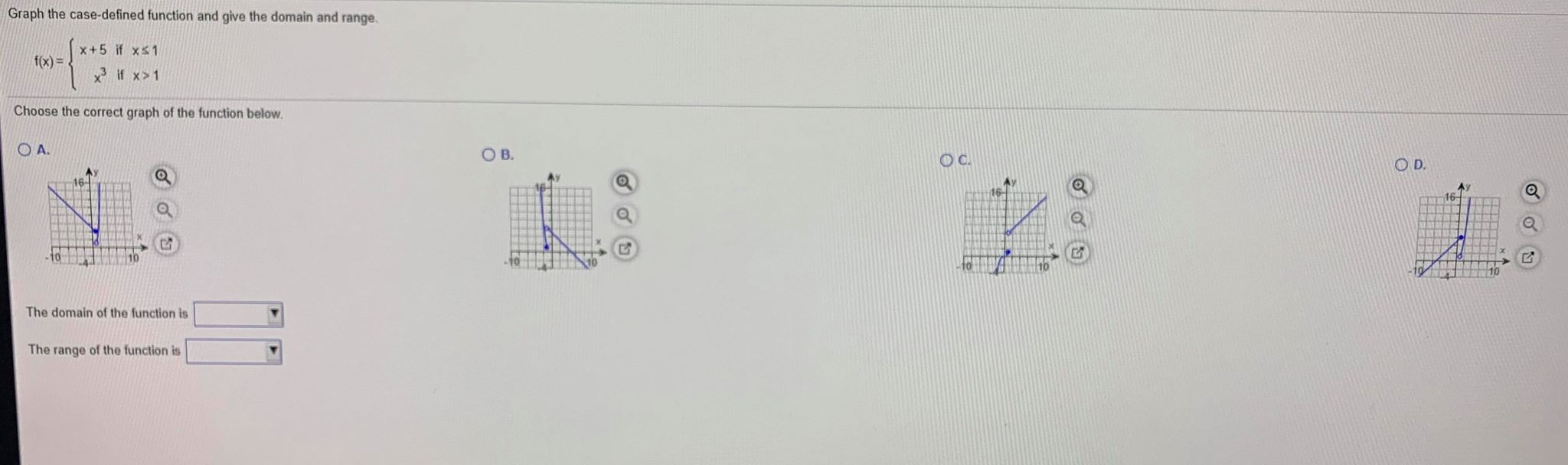 Solved Graph the case-defined function and give the domain | Chegg.com