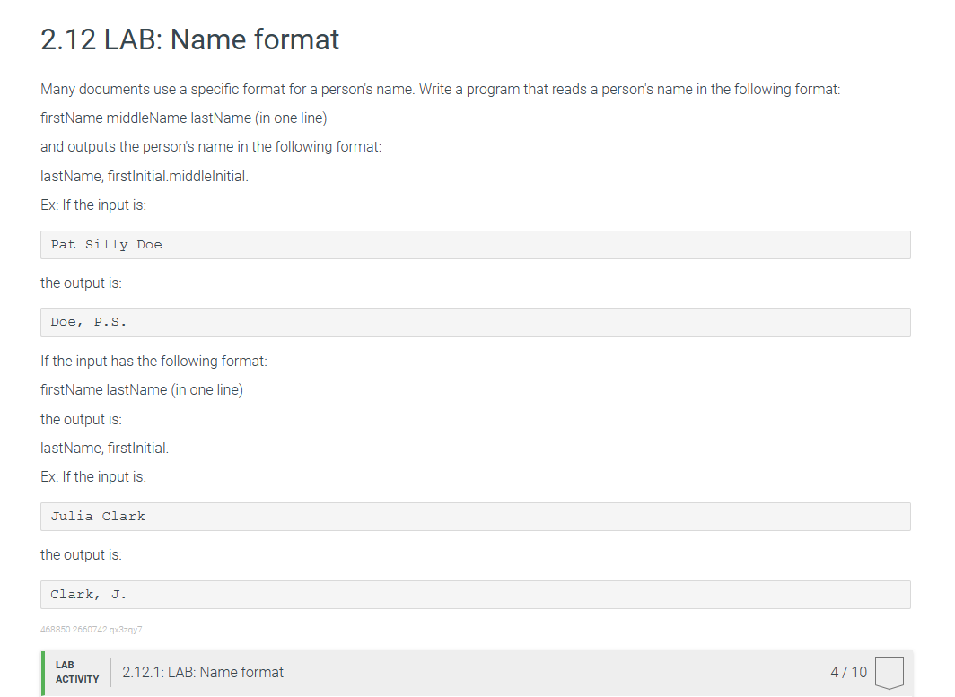 Solved] Many documents use a specific format for a person's name