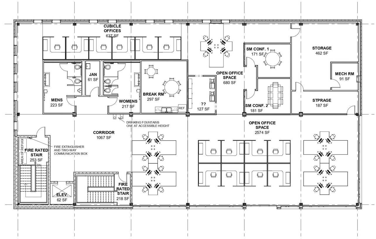 А. CUBICLE OFFICES 637 SF TIL SEE STORAGE 462 SF FIRE | Chegg.com