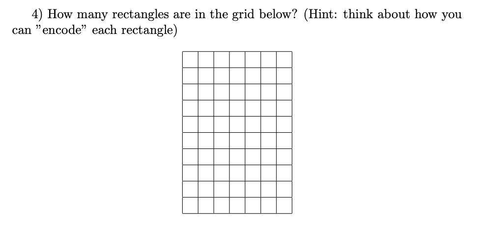Solved 4 How Many Rectangles Are In The Grid Below Hint Chegg