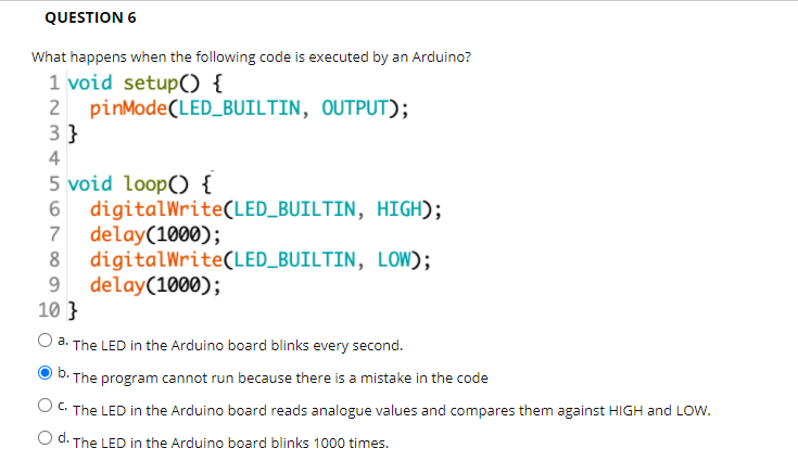 Solved QUESTION 6 What happens when the following code is | Chegg.com
