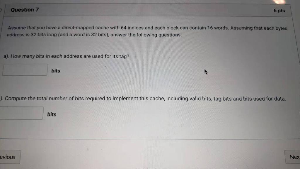 Solved Question 7 6 pts Assume that you have a direct-mapped | Chegg.com