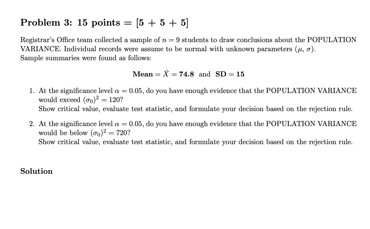Solved Problem 3: 15 points [5 + 5 + 5] Registrar's Office | Chegg.com