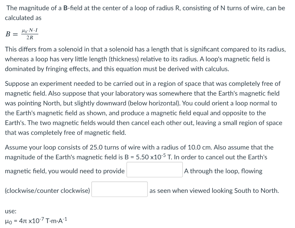 Solved W B B (loop) UL B (Earth) The Magnitude Of A | Chegg.com