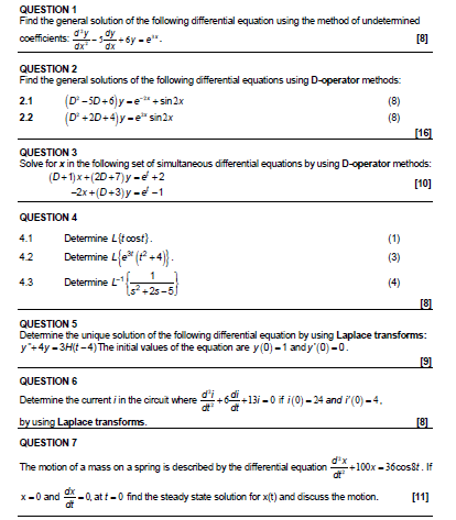 Solved QUESTION 1 Find the general solution of the following | Chegg.com