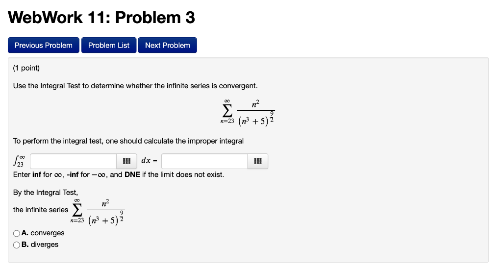 Solved WebWork 11: Problem 3 Previous Problem Problem List | Chegg.com