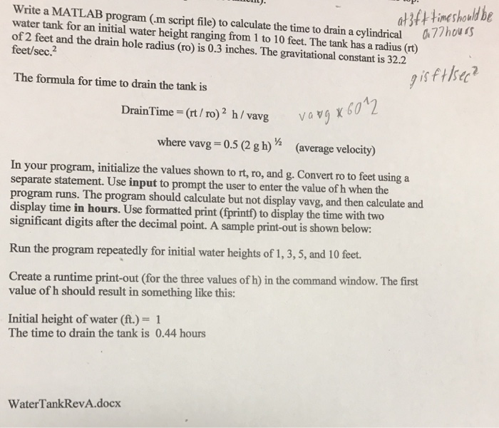 Solved a3f tine should be Write a MATLAB program (m script | Chegg.com