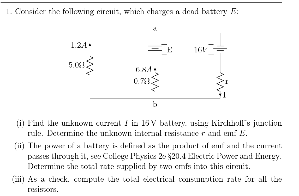 Solved 1. Consider The Following Circuit, Which Charges A | Chegg.com