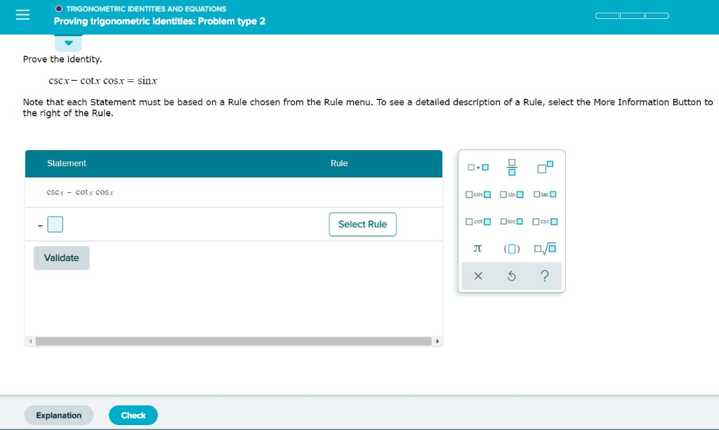 Solved Prove the identity. = cscx - cotx cosx = sinx Note | Chegg.com