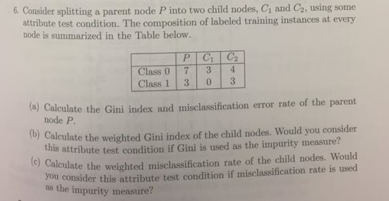 6. Consider splitting a parent node P into two child | Chegg.com