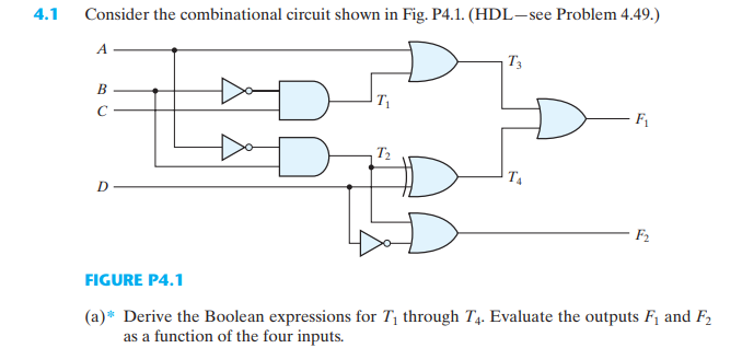 Solved 4.1 Consider the combinational circuit shown in Fig. | Chegg.com