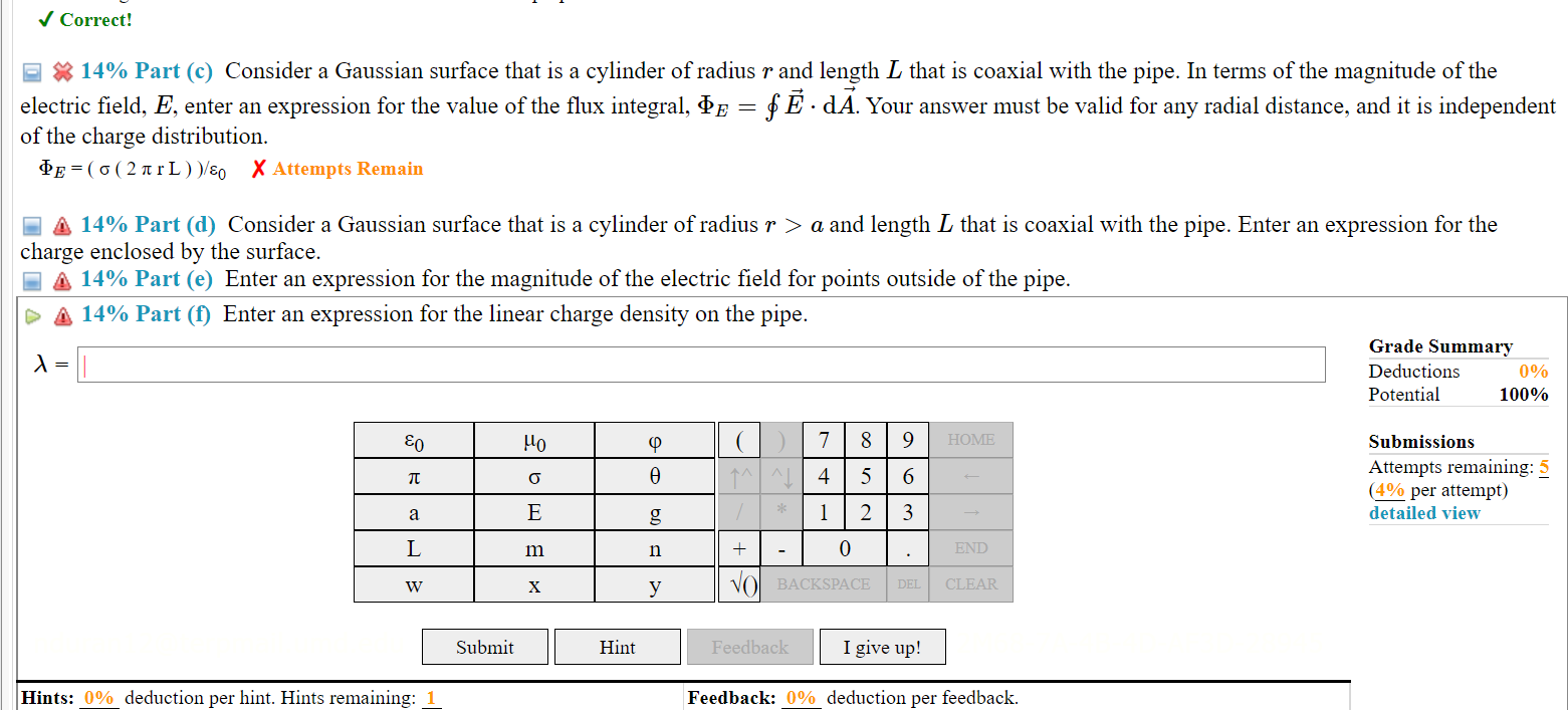 0\%) Problem 9: A long straight metallic pipe with | Chegg.com