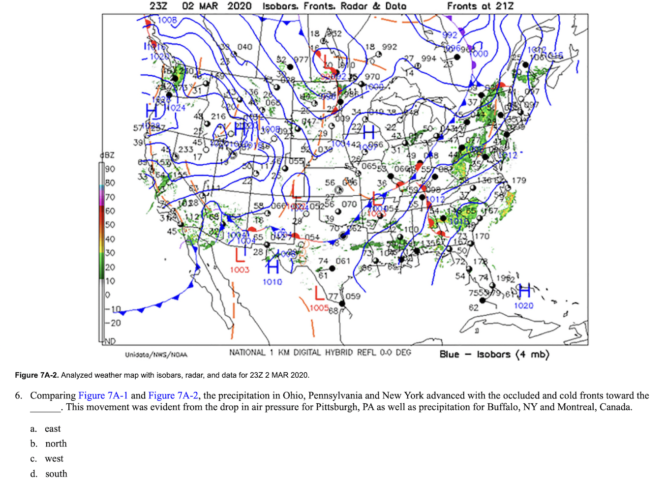 Solved Recall a front is the line on a surface weather map | Chegg.com
