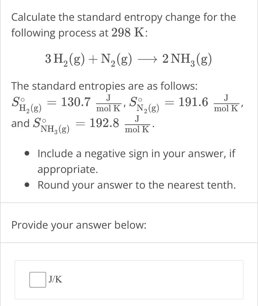 Solved Calculate The Standard Entropy Change For The Chegg Com