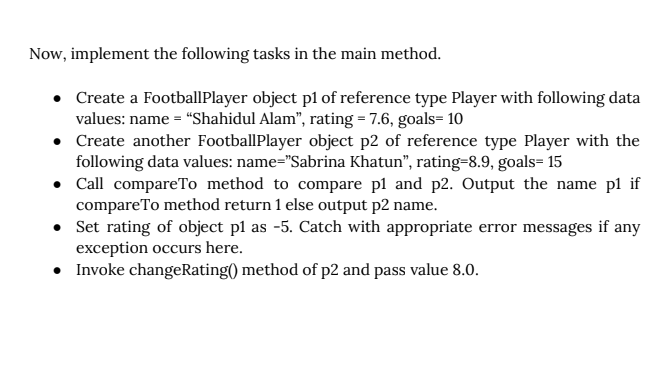 Solved Define the Player and FootballPlayer classes as | Chegg.com
