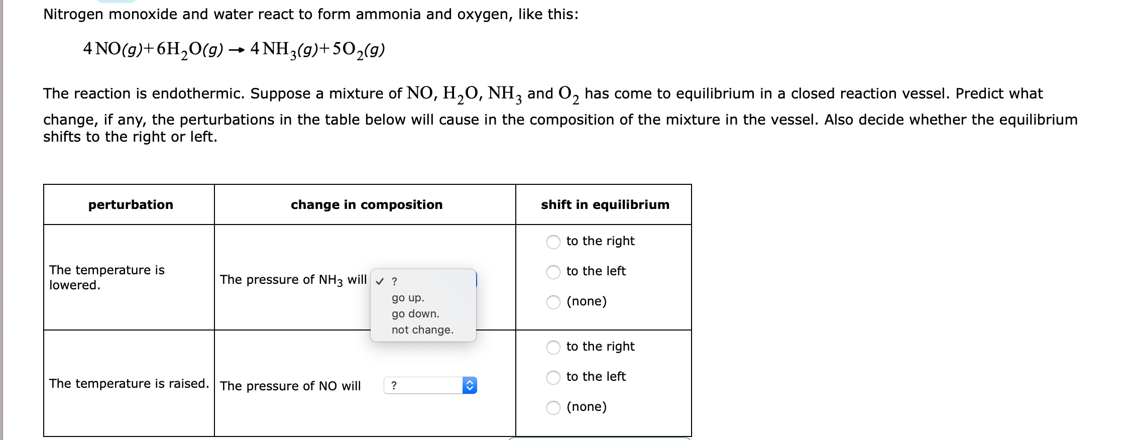 Solved Nitrogen monoxide and water react to form ammonia and