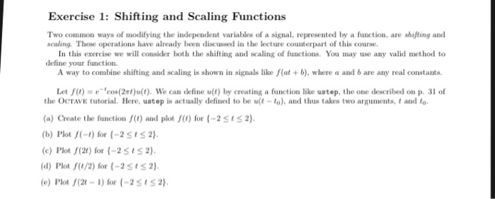 Solved Exercise 1: Shifting and Scaling Functions Two common | Chegg.com