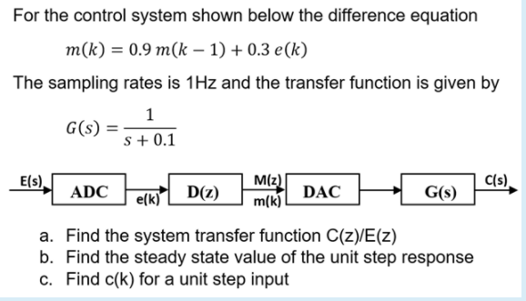 Solved For the control system shown below the difference | Chegg.com