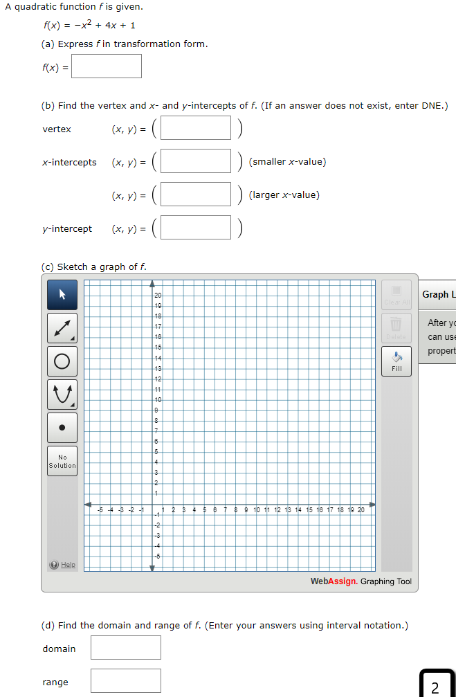 A Quadratic Function Fis Given F X X2 4x 1 Chegg Com