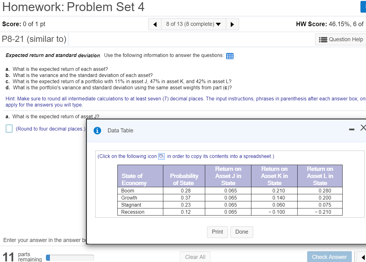 Solved Homework: Problem Set 4 Score: 0 of 1 pt 8 of 13 (8 | Chegg.com
