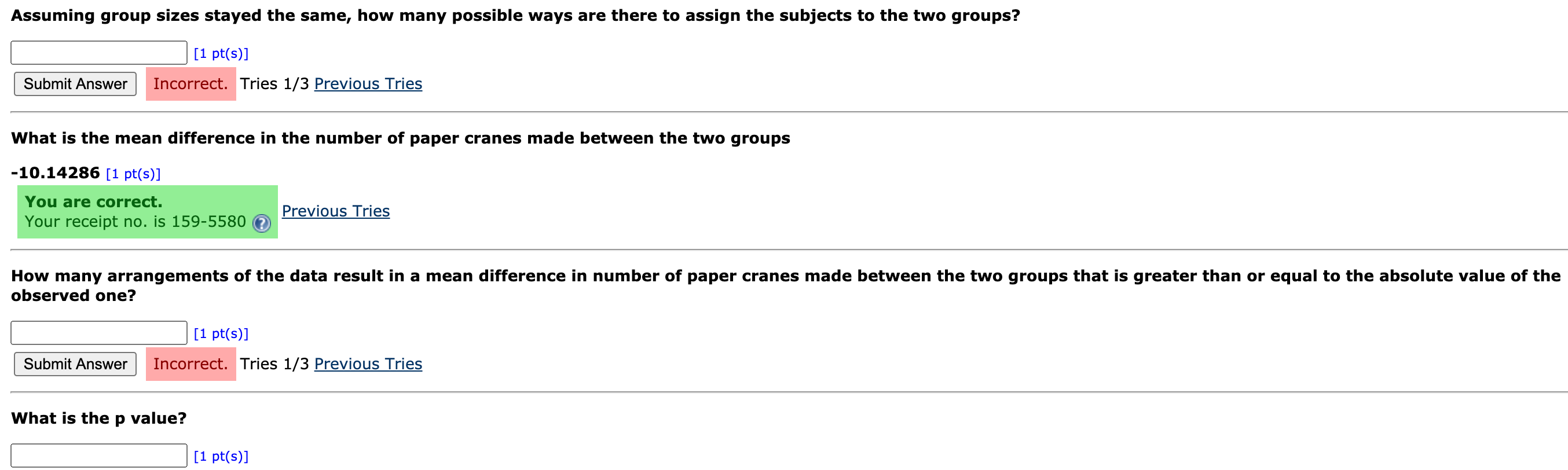 Solved 14 subjects in a study were randomly assigned into