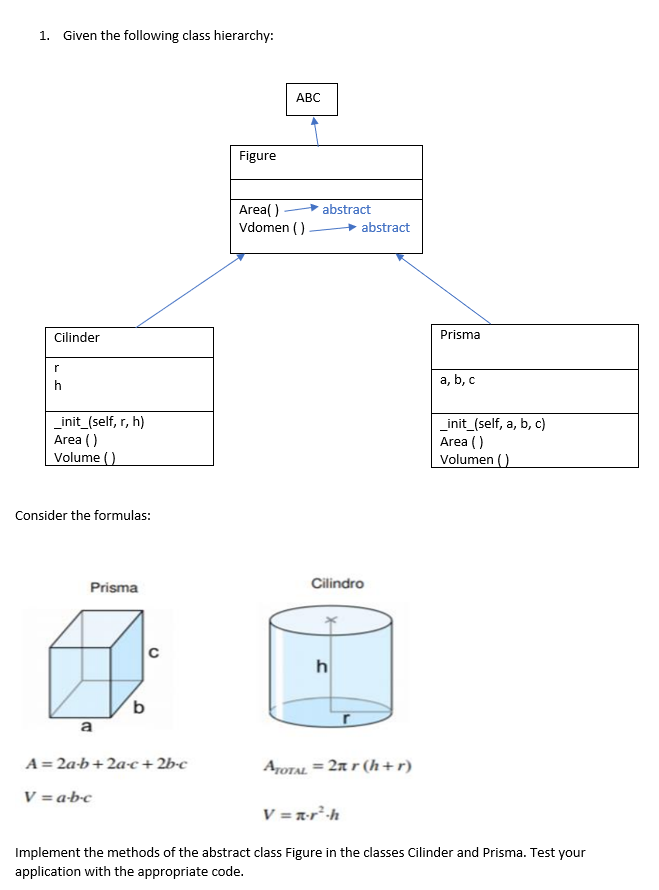 Solved 1. Given the following class hierarchy: ABC Figure | Chegg.com