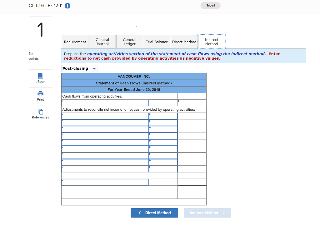 Solved Ch 12 GL EX 12-11 Saved 1 GL1201 - Based on Exercise | Chegg.com