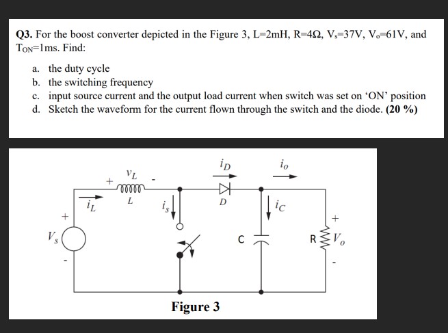 Solved For The Boost Converter Depicted In The Figure | Chegg.com