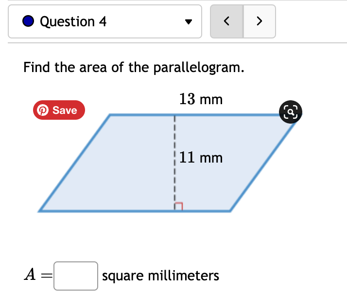 Solved Find the area of the parallelogram. A= square | Chegg.com