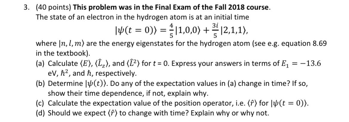 Solved (40 points) This problem was in the Final Exam of the | Chegg.com