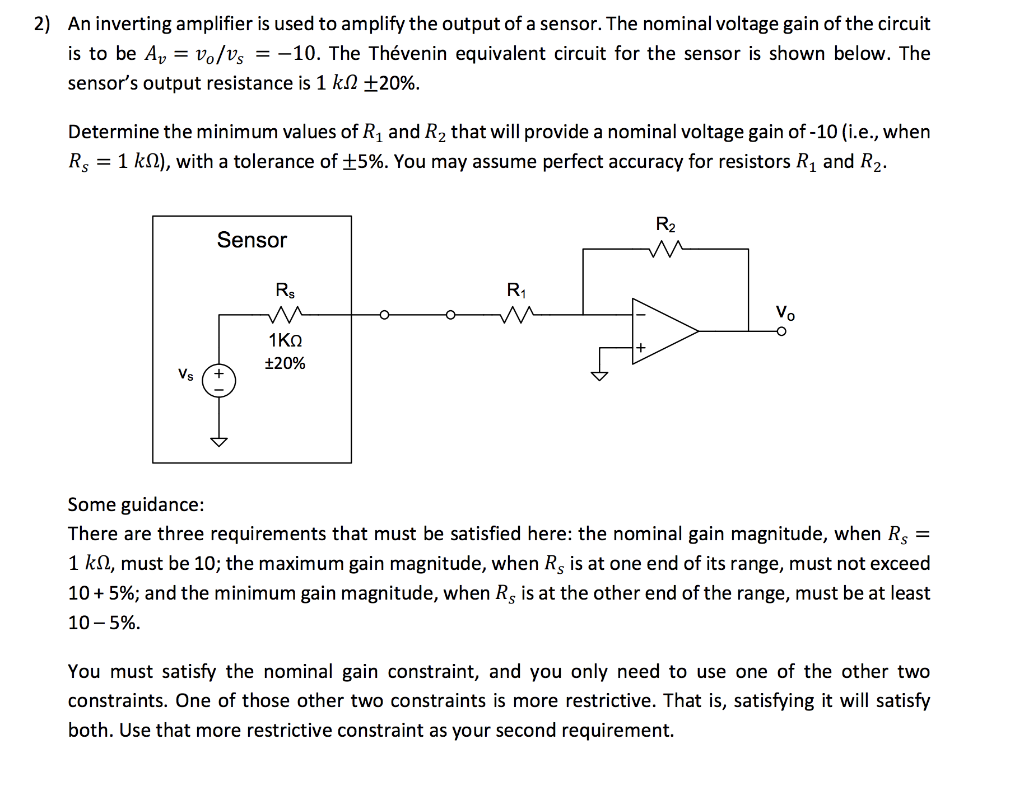 Solved 2) An inverting amplifier is used to amplify the | Chegg.com